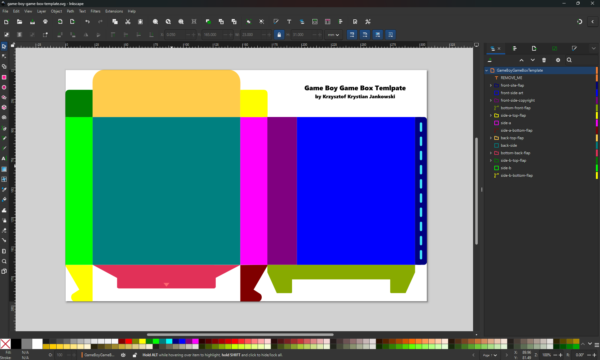 Free Game Boy Game Boxy Template