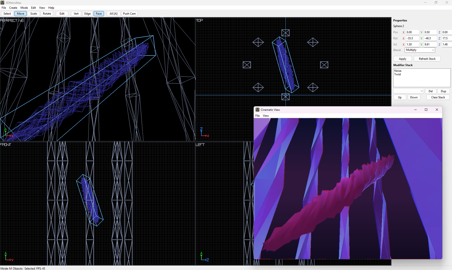 Non-destructive modifier stack in 3D Retro Max